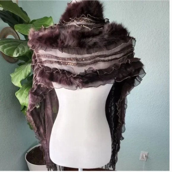 Handmade Unique Boho Scarf Beautiful Style - Brown - Picture 3 of 9